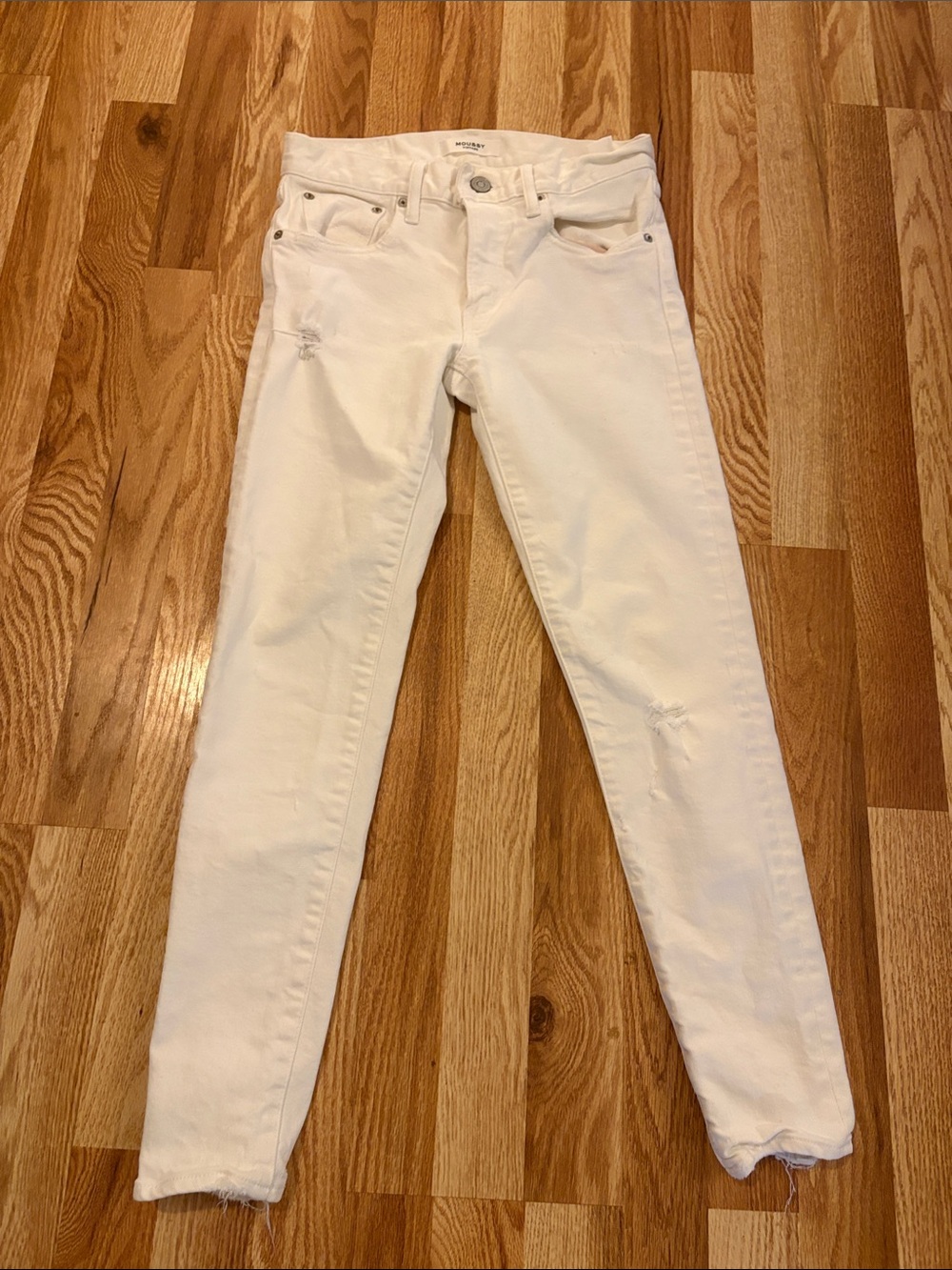 MOUSSY VINTAGE Women's Distressed White Skinny Jeans 26 JAPAN